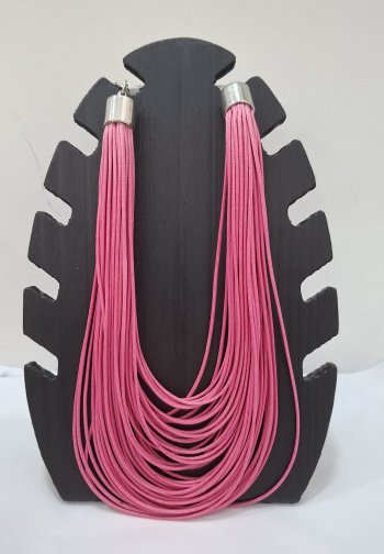 Colar rosa fio encerado